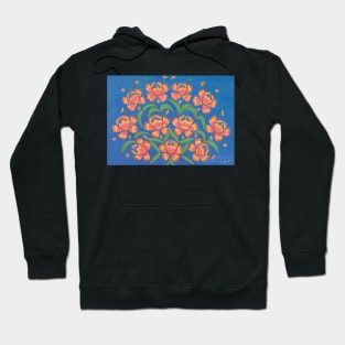 Maria Primachenko - a bunch of red flowers on read army day 1970 Hoodie